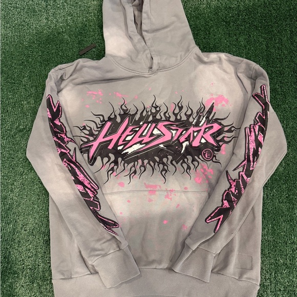 Hellstar Other - Hellstar Grey & Pink Graphic Hoodie
